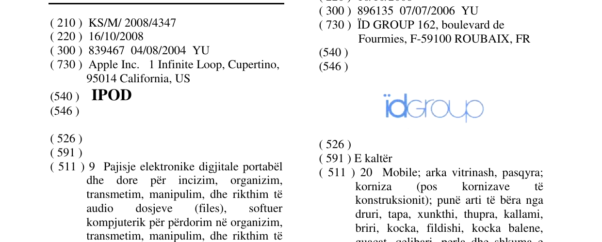 Zëri i markës IPOD në buletin