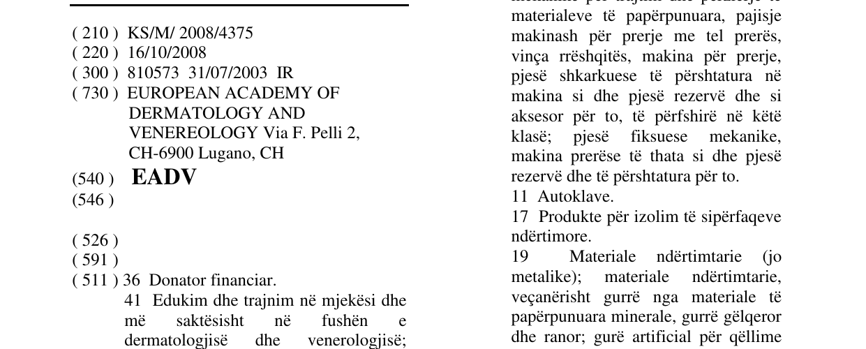 Zëri i markës EADV në buletin