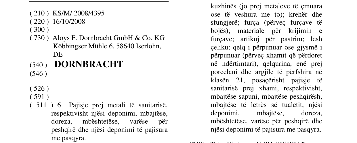 Zëri i markës DORNBRACHT në buletin