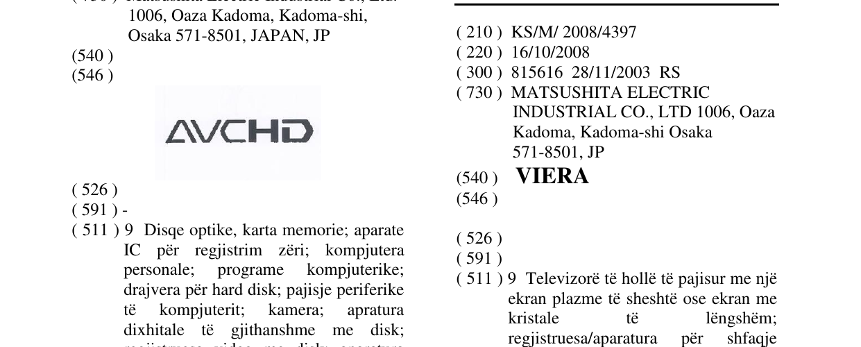 Zëri i markës VIERA në buletin