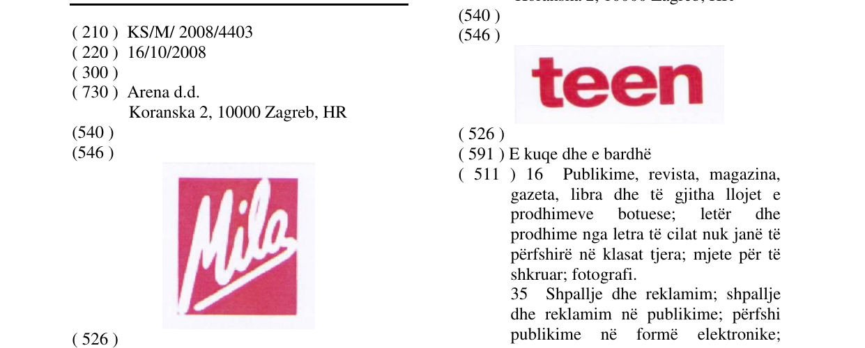 Zëri i markës MILA në buletin