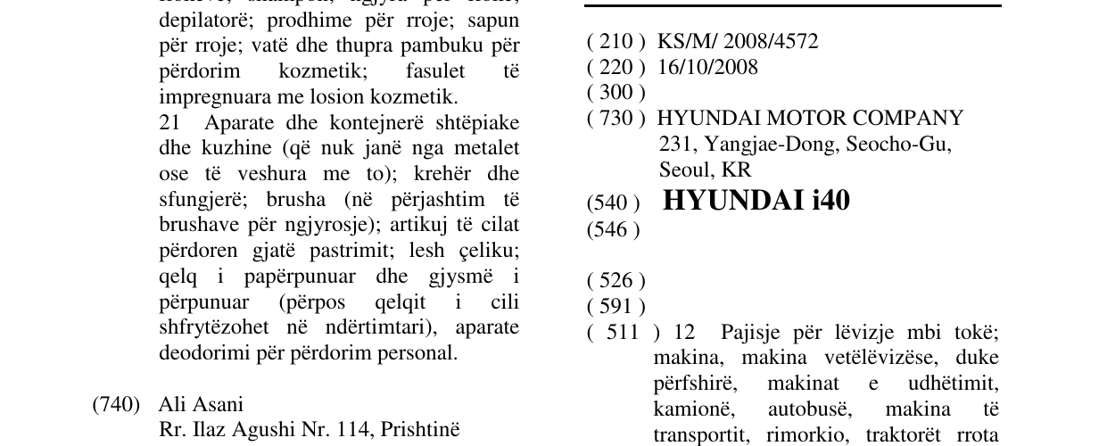 Zëri i markës HYUNDAI i40 në buletin