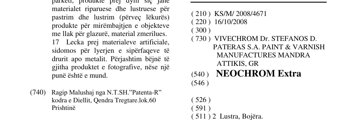 Zëri i markës NEOCHROM Extra në buletin