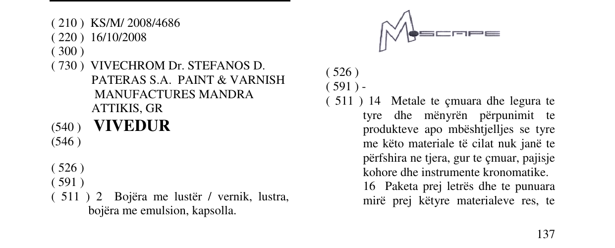 Zëri i markës VIVEDUR në buletin