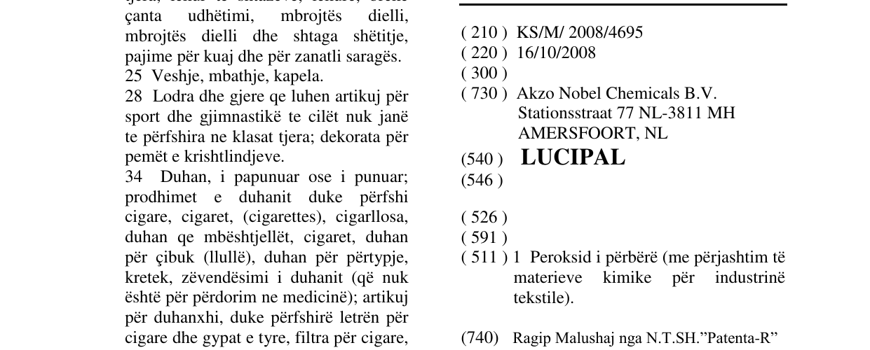Zëri i markës LUCIPAL në buletin