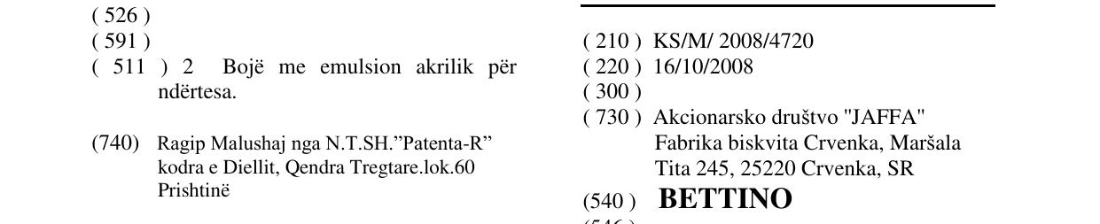 Zëri i markës BETTINO në buletin
