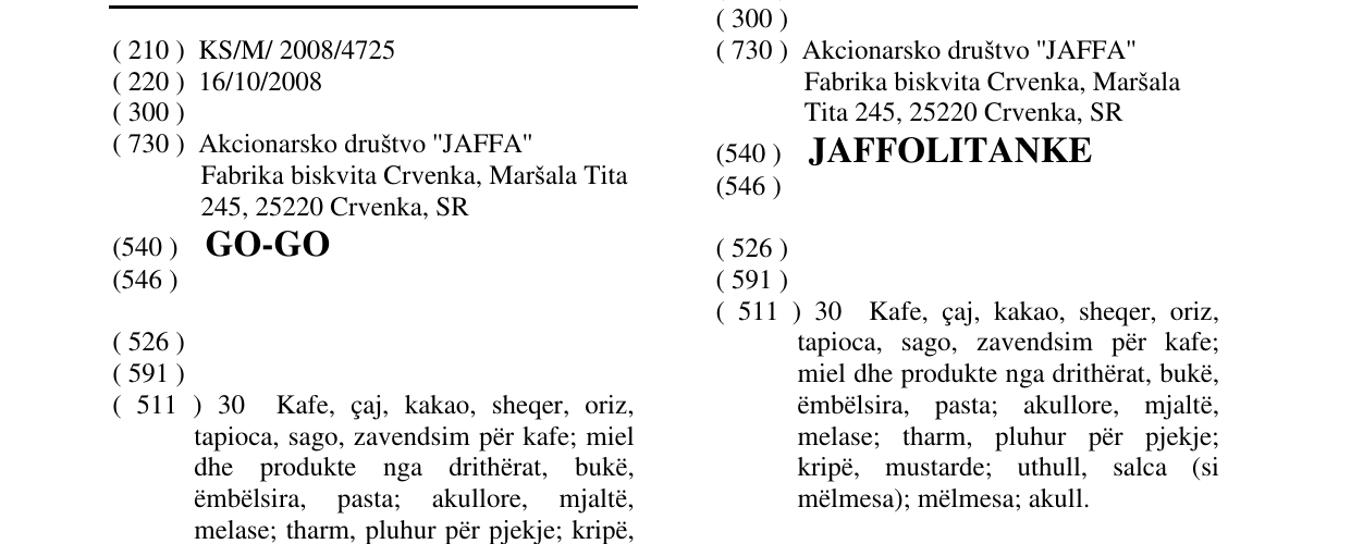 Zëri i markës GO-GO në buletin