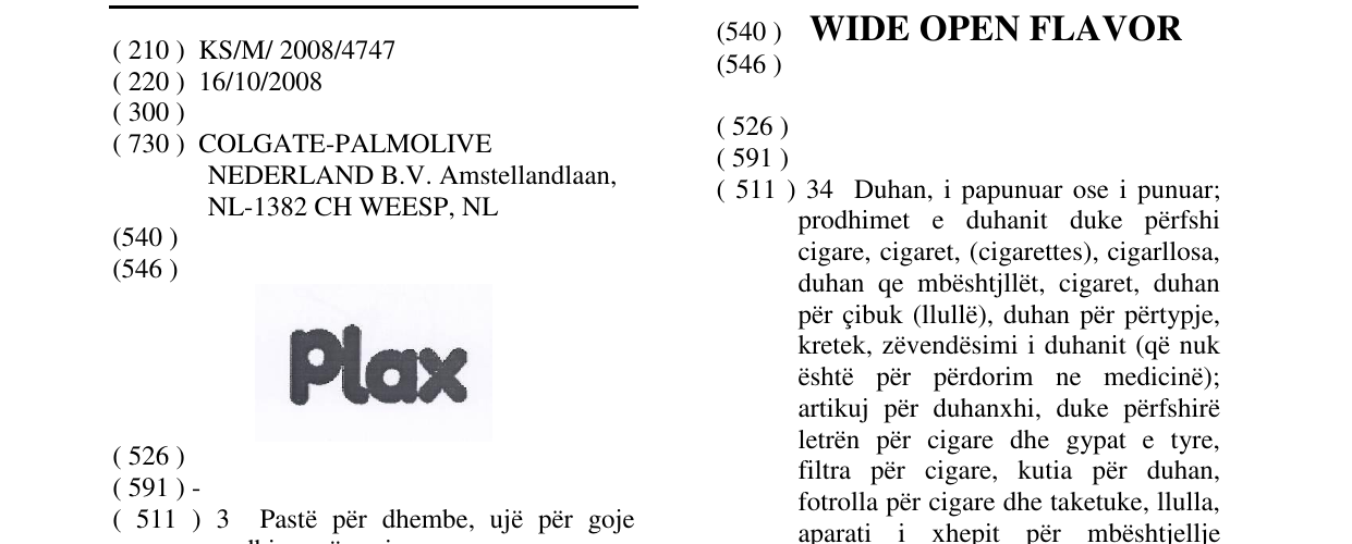 Zëri i markës Plax në buletin