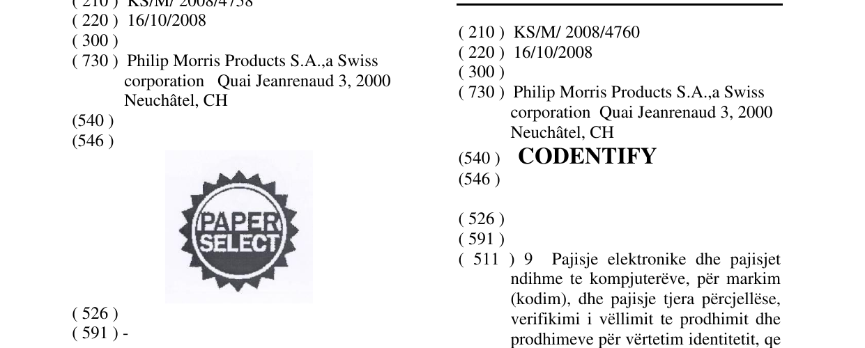 Zëri i markës CODENTIFY në buletin