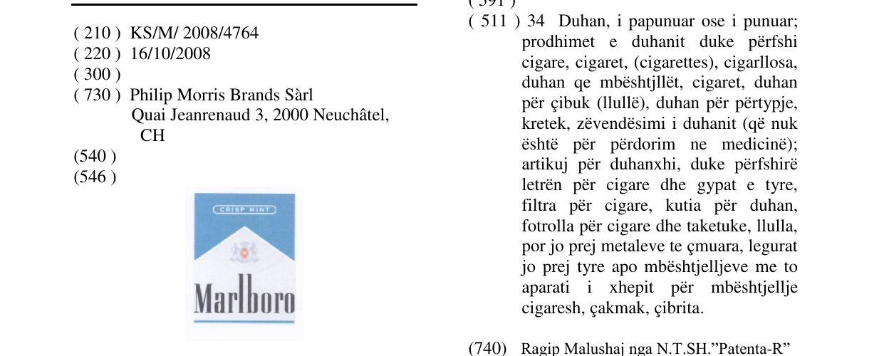 Zëri i markës Marlboro në buletin