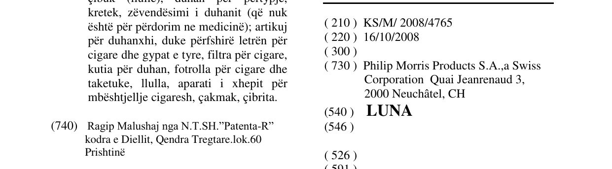 Zëri i markës LUNA në buletin