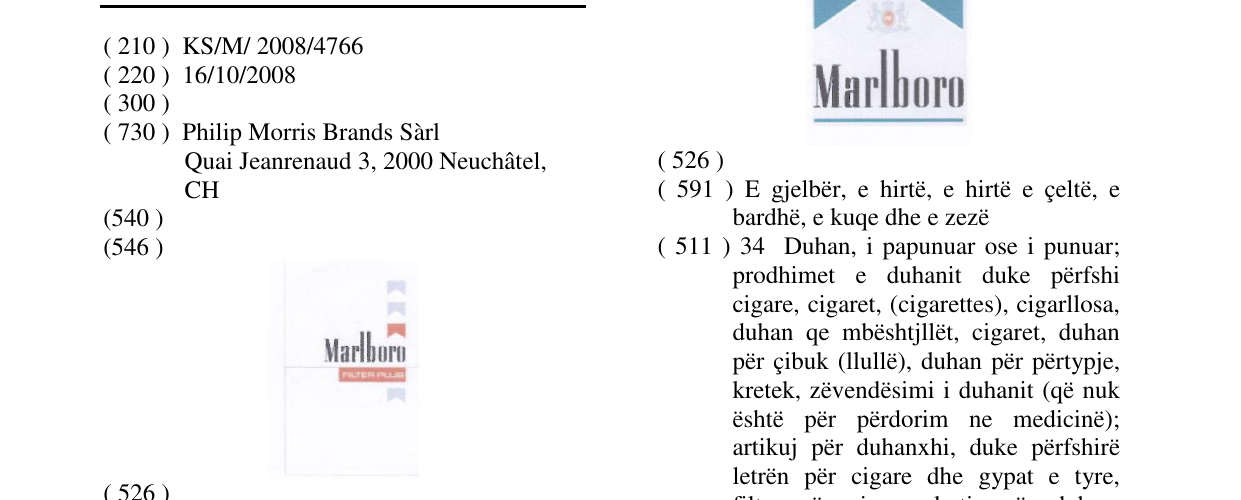 Zëri i markës Marlboro në buletin