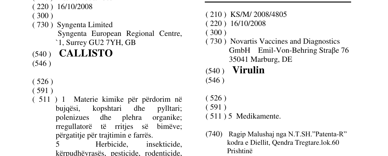 Zëri i markës Virulin në buletin