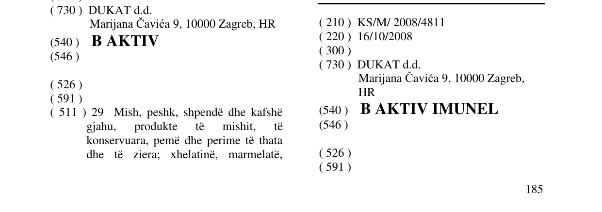 Zëri i markës B AKTIV IMUNEL në buletin