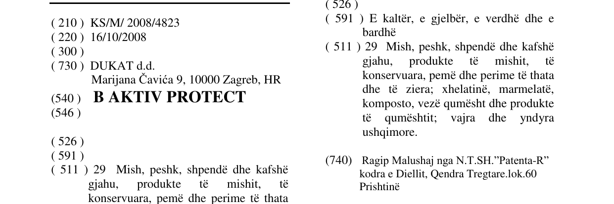 Zëri i markës B AKTIV PROTECT në buletin