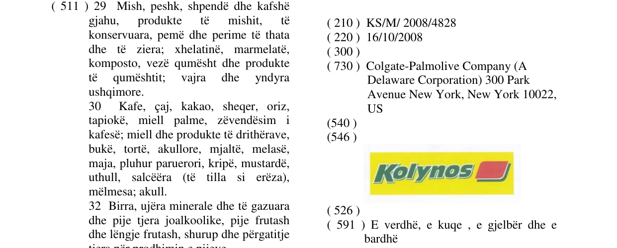 Zëri i markës Kolynos në buletin