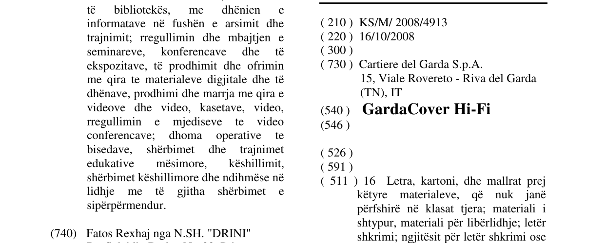 Zëri i markës GardaCover Hi-Fi në buletin