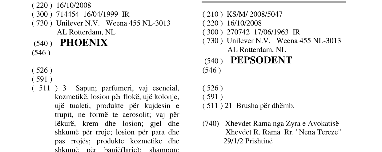 Zëri i markës PEPSODENT në buletin
