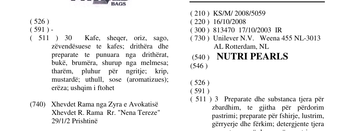 Zëri i markës NUTRI PEARLS në buletin