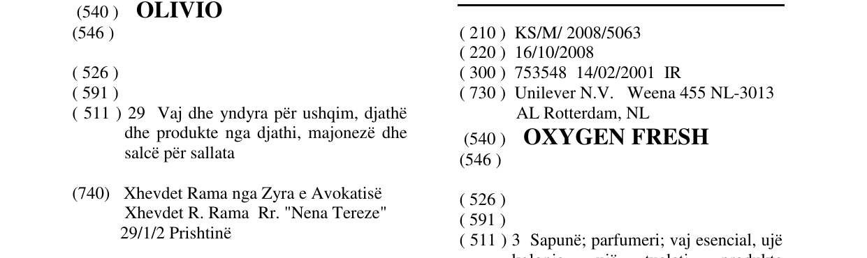 Zëri i markës OXYGEN FRESH në buletin