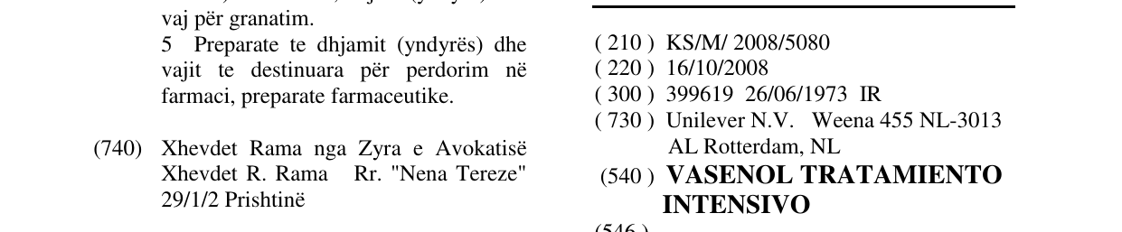 Zëri i markës VASENOL TRATAMIENTO INTENSIVO në buletin