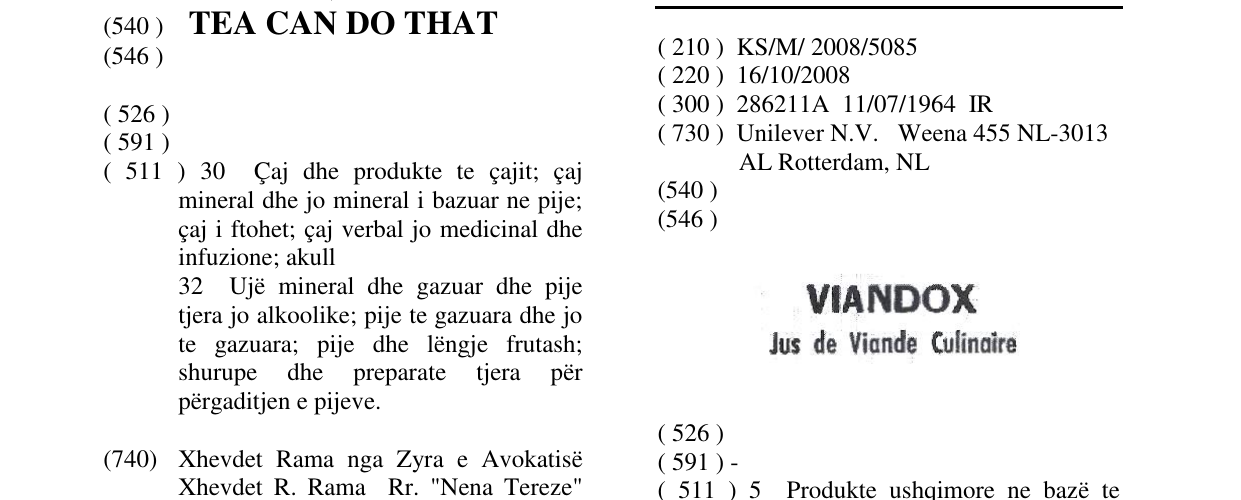 Zëri i markës VIANDOX Jus de Viande Culinaire në buletin