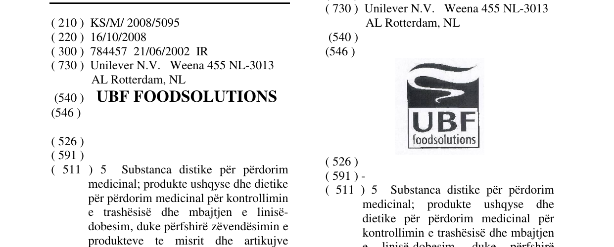 Zëri i markës UBF FOODSOLUTIONS në buletin