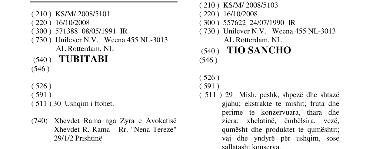 Zëri i markës TUBITABI në buletin