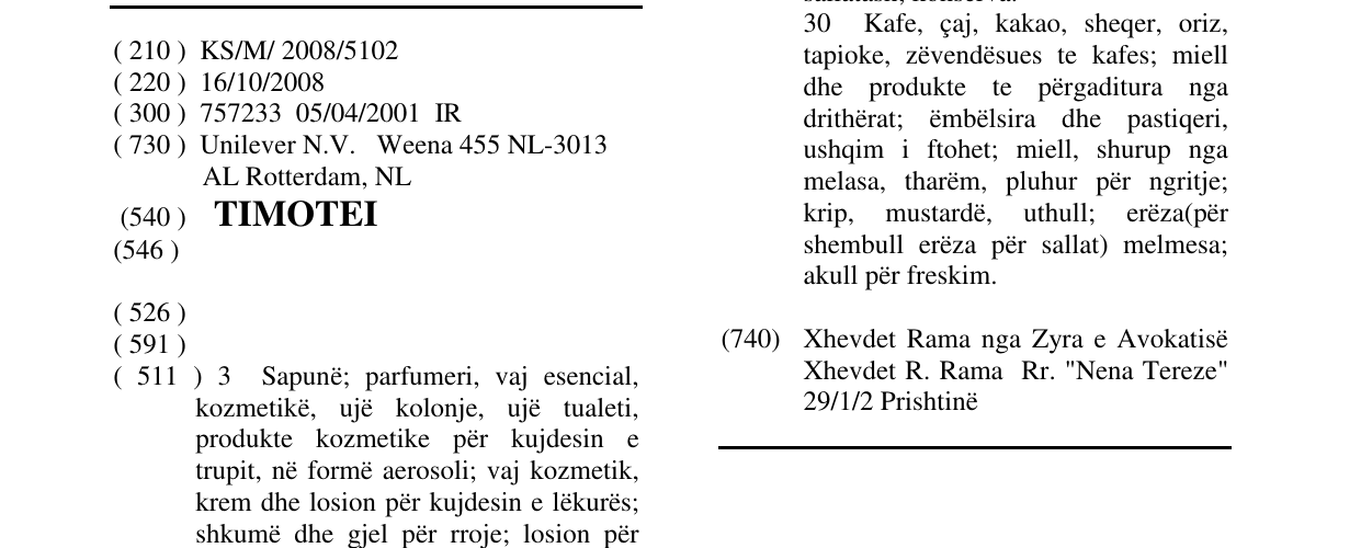 Zëri i markës TIMOTEI në buletin