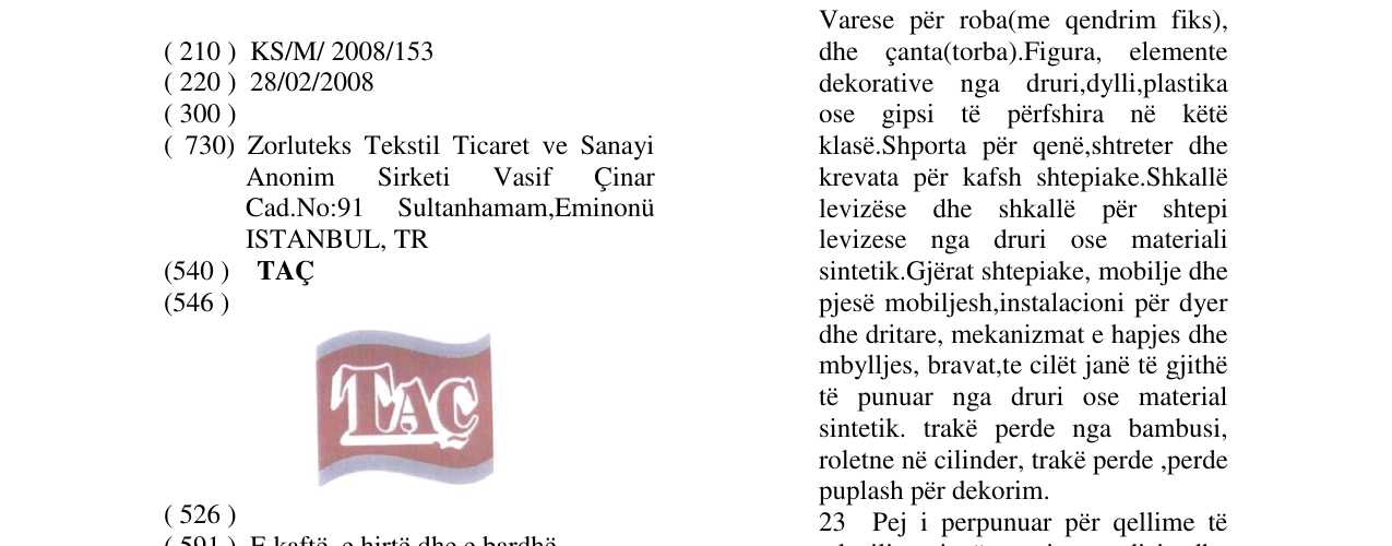 Zëri i markës TAÇ në buletin