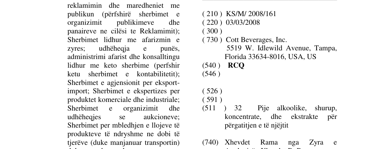 Zëri i markës RCQ në buletin