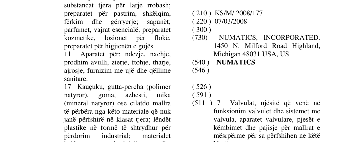 Zëri i markës NUMATICS në buletin