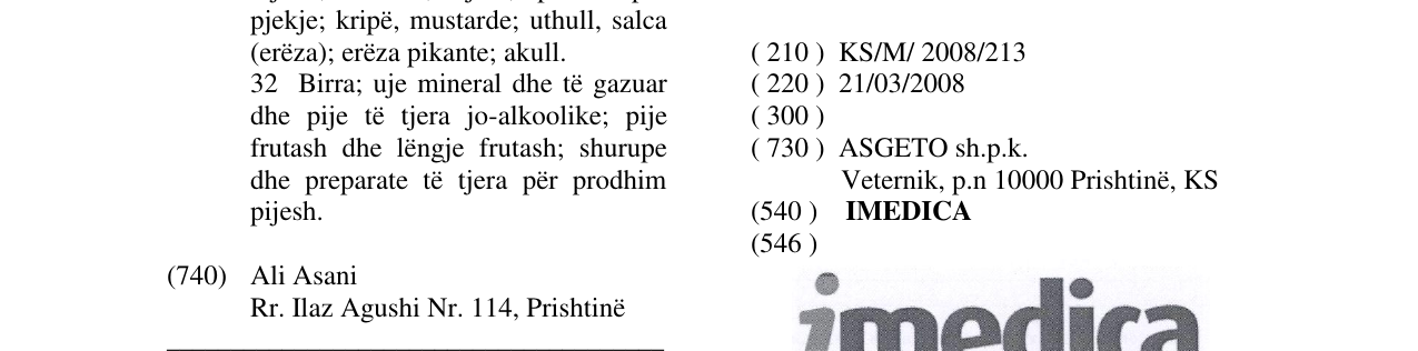 Zëri i markës IMEDICA në buletin