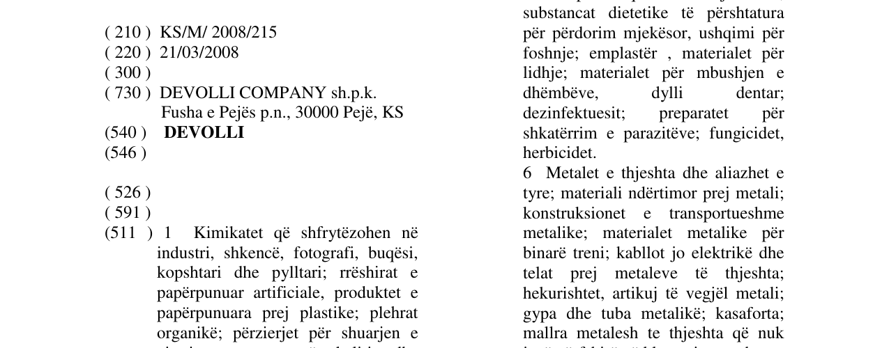 Zëri i markës DEVOLLI në buletin