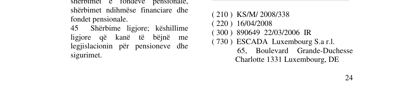 Zëri i markës ESCADA në buletin