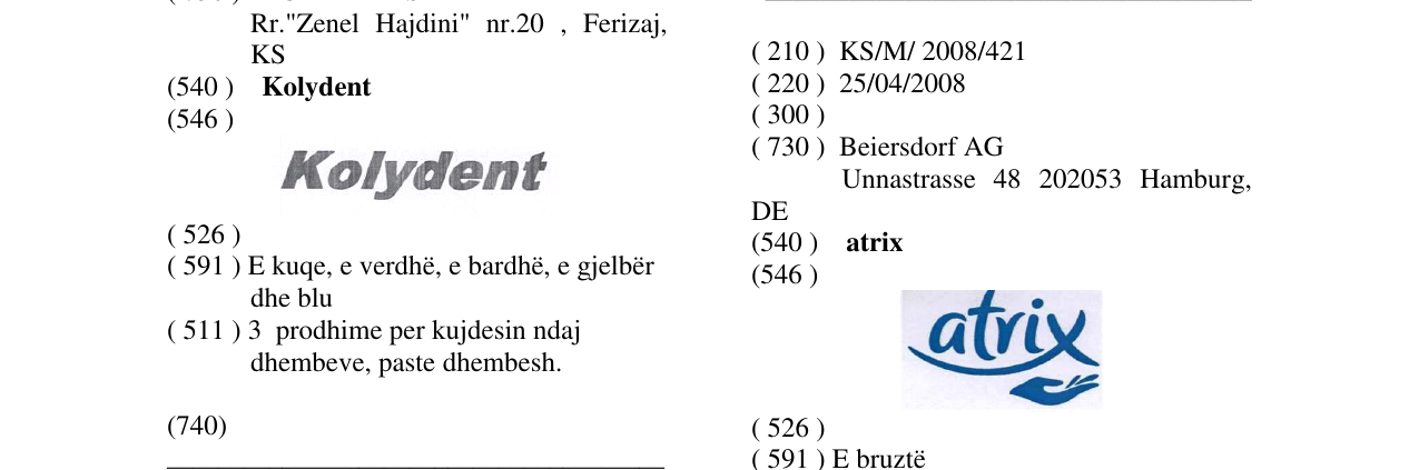 Zëri i markës atrix në buletin