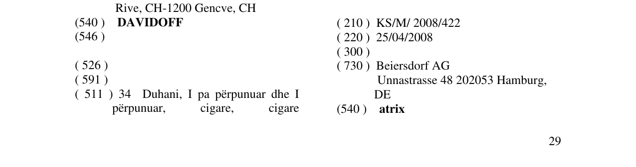 Zëri i markës atrix në buletin