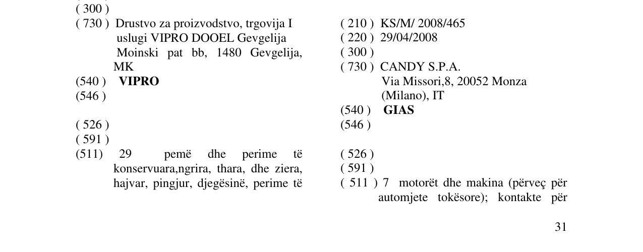 Zëri i markës GIAS në buletin