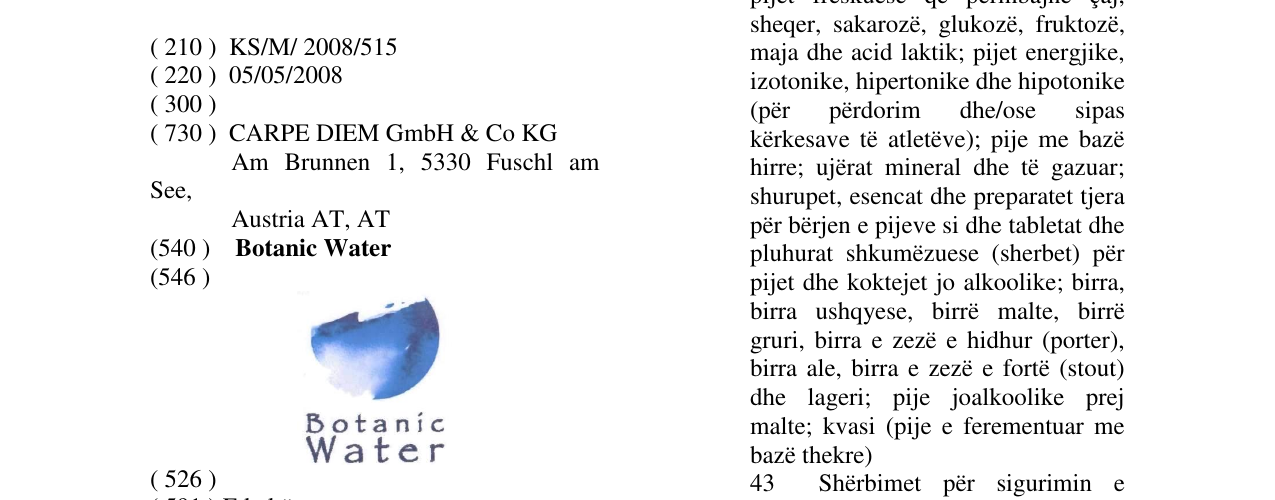 Zëri i markës Botanic Water në buletin