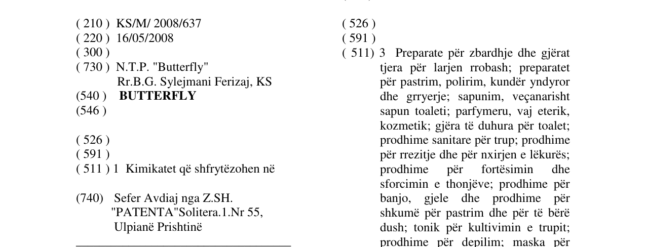 Zëri i markës BUTTERFLY në buletin