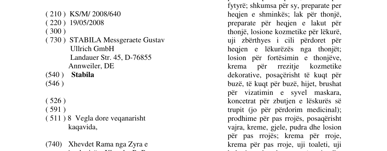 Zëri i markës Stabila në buletin