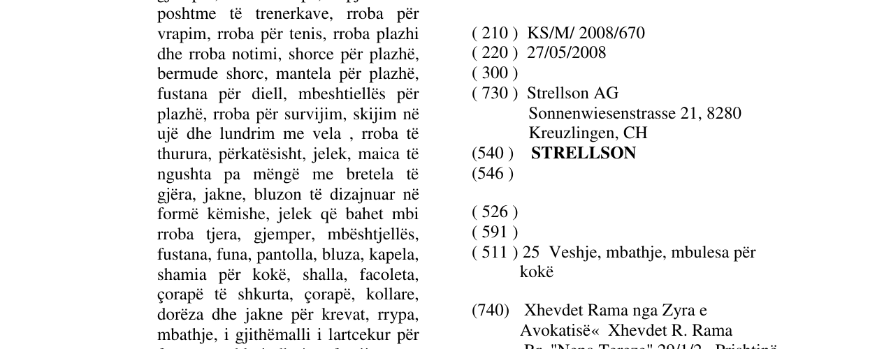 Zëri i markës STRELLSON në buletin