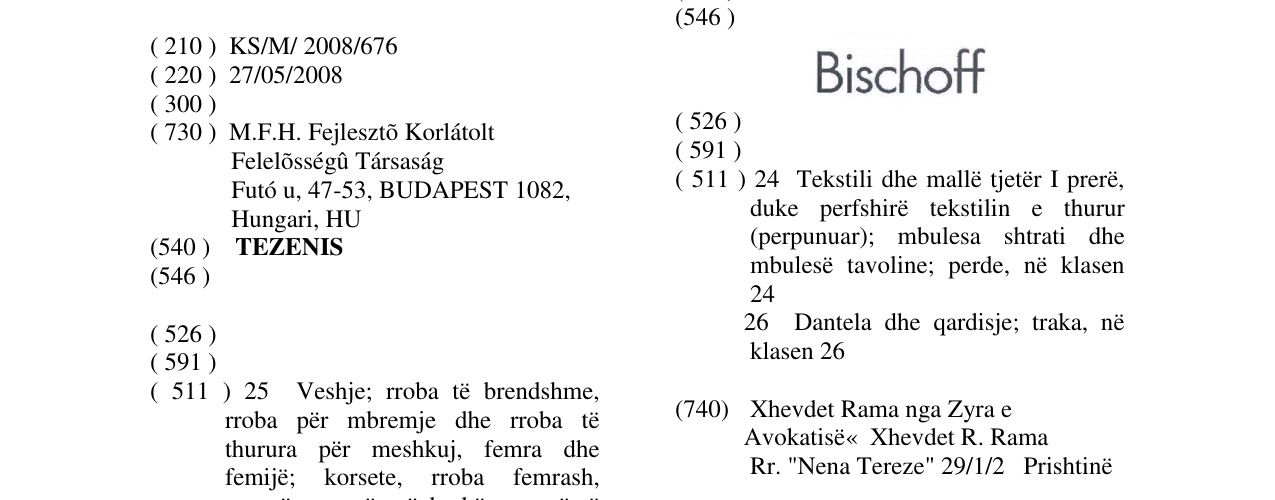 Zëri i markës TEZENIS në buletin