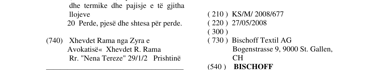 Zëri i markës BISCHOFF në buletin
