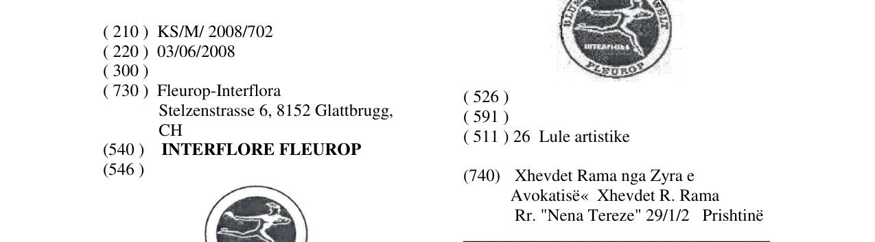 Zëri i markës INTERFLORE FLEUROP në buletin