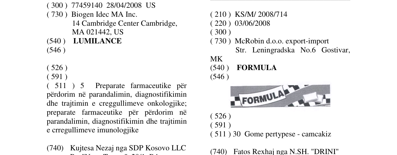 Zëri i markës FORMULA në buletin