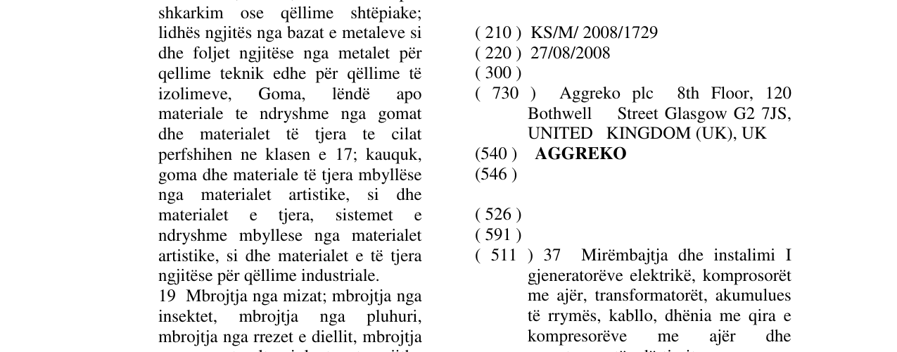 Zëri i markës AGGREKO në buletin