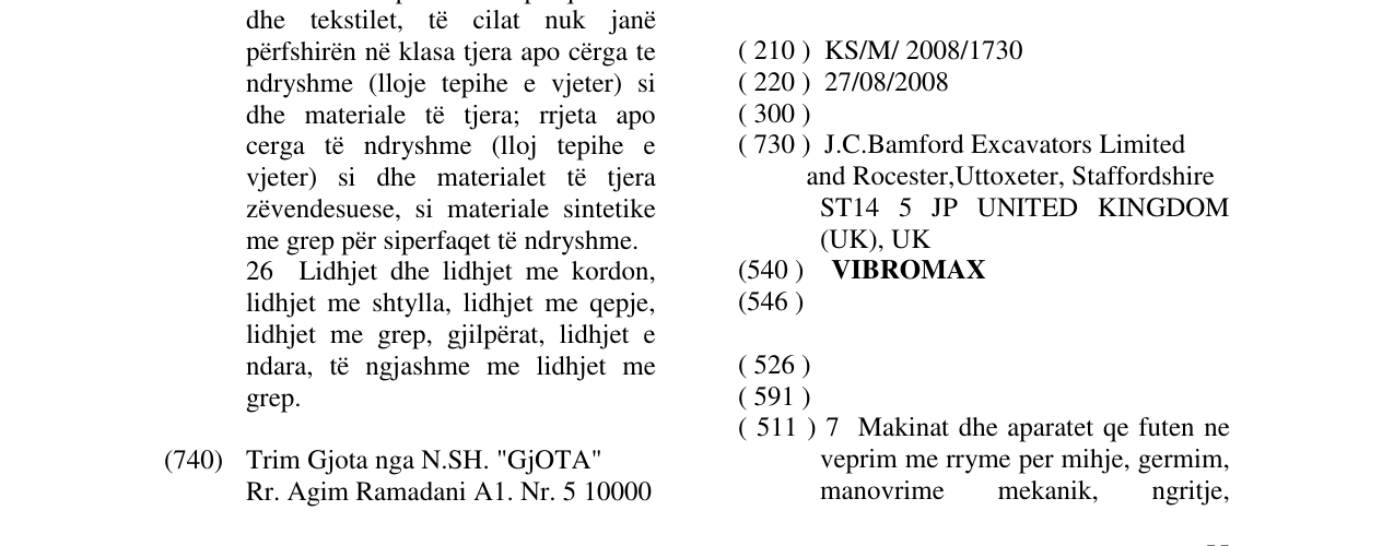Zëri i markës VIBROMAX në buletin