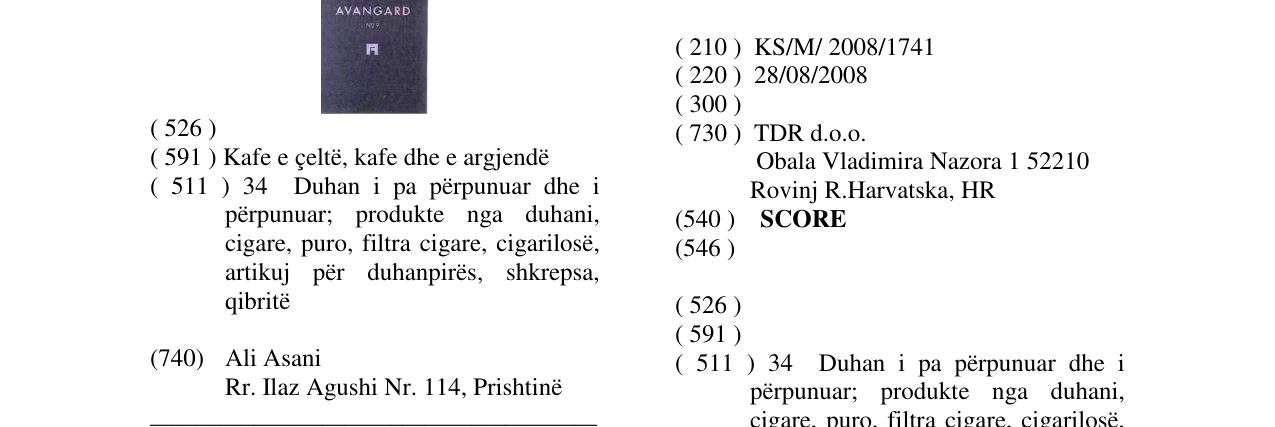 Zëri i markës SCORE në buletin
