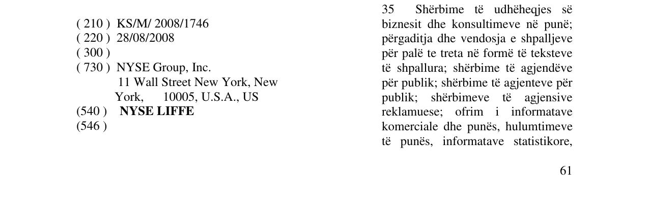 Zëri i markës NYSE LIFFE në buletin
